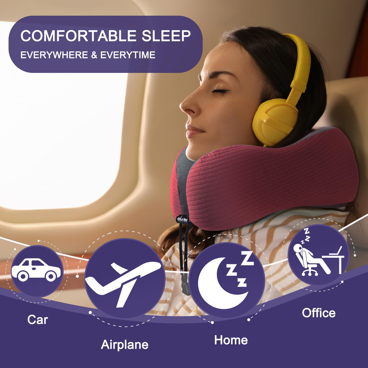 napfun adjustable drawstring allows personalized snugness on flights
