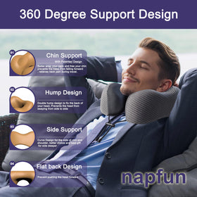Napfun flight pillow with chin support helps keep your head steady during flights.
