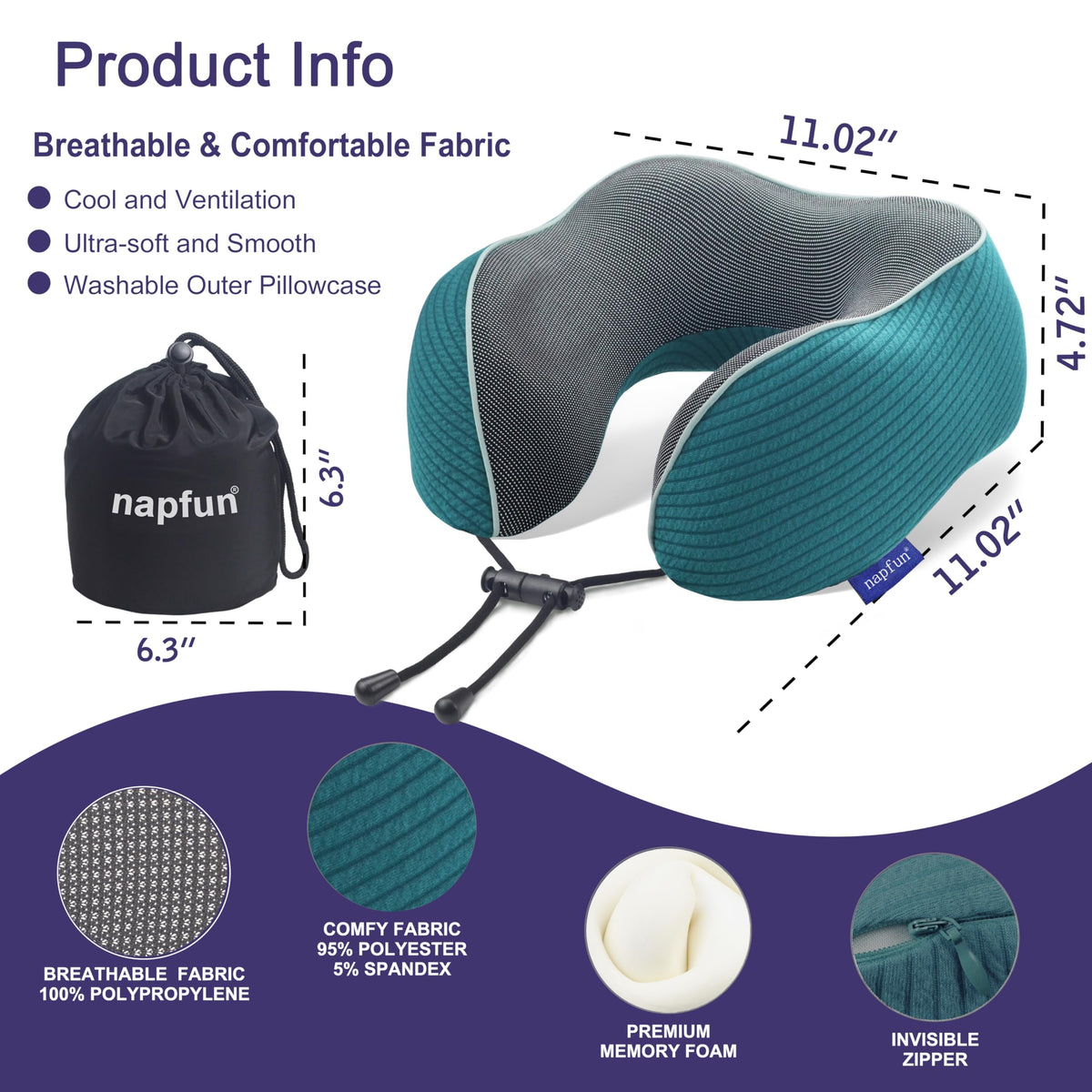 Napfun memory foam close-up showing quick return technology