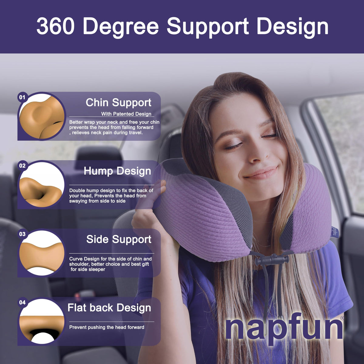 napfun memory foam core detail highlights responsive support during rest