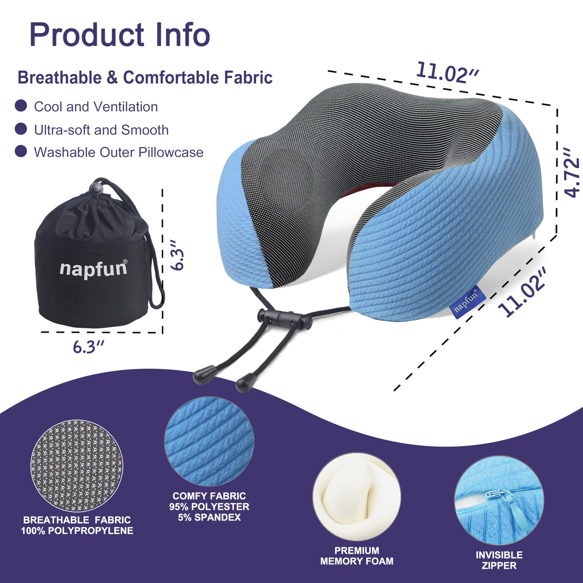 napfun chin-support feature cradles the chin for steady comfort on long journeys.