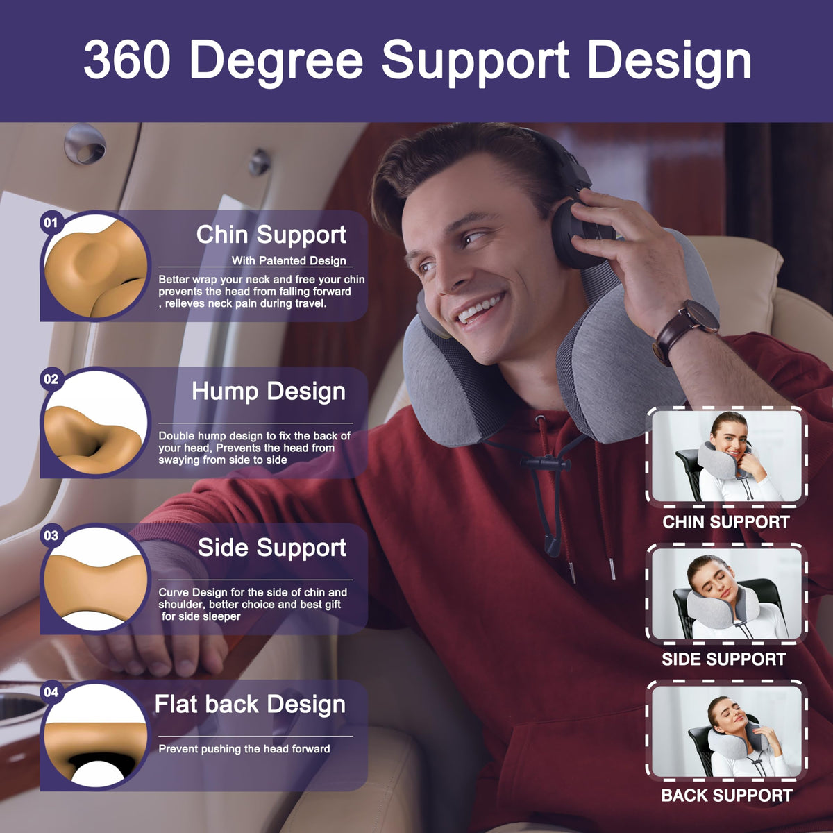 napfun memory foam closeup shows quick rebound texture for plush neck comfort.
