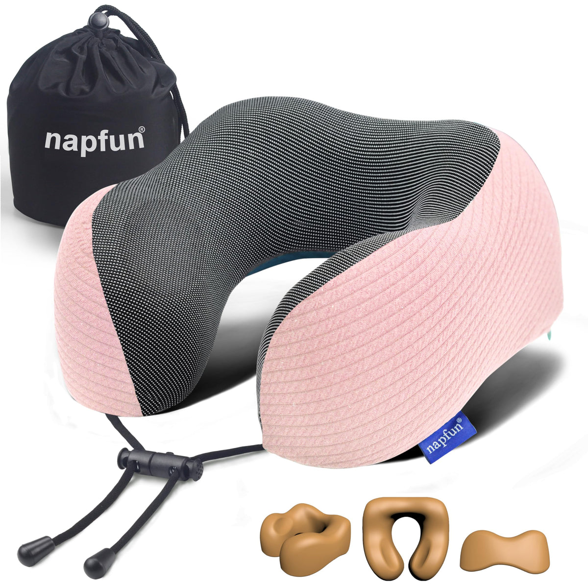Napfun neck pillow travel front angle showing ergonomic design for relaxed neck support