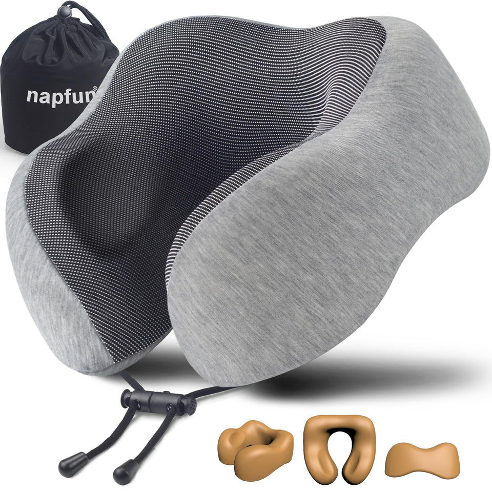 napfun neck pillow travel main shot highlighting ergonomic support for flights and road trips.