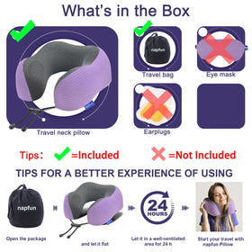 Napfun travel pillow with polyester stripe cover for soft luxury