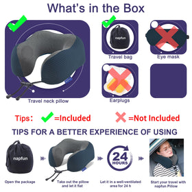 napfun travel pillow with adjustable drawstring, customize snug fit