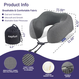 Napfun travel pillow memory foam contours to your neck for steady rest on the go.