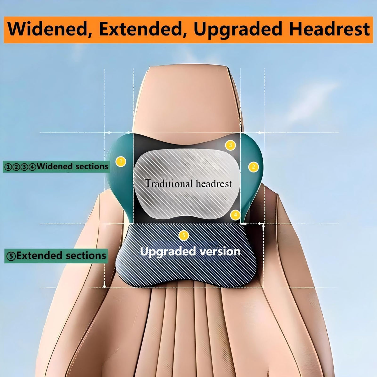 Nastravail adjustable-strap headrest pillow secures securely for universal fit.