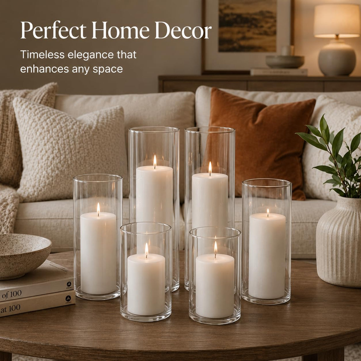 Natcense white pillar candles in three heights for versatile centerpieces