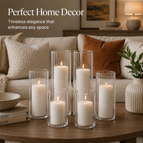 Natcense white pillar candles in three heights for versatile centerpieces
