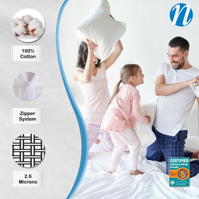 National Allergy premium pillow protector 2-pack on bed