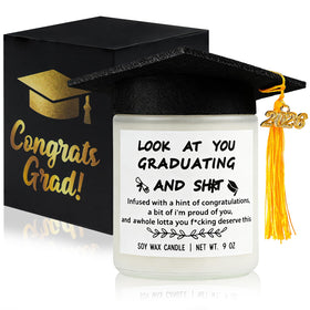 Natonhi 2026 grad-cap candle with tassel creates celebratory graduation ambiance.