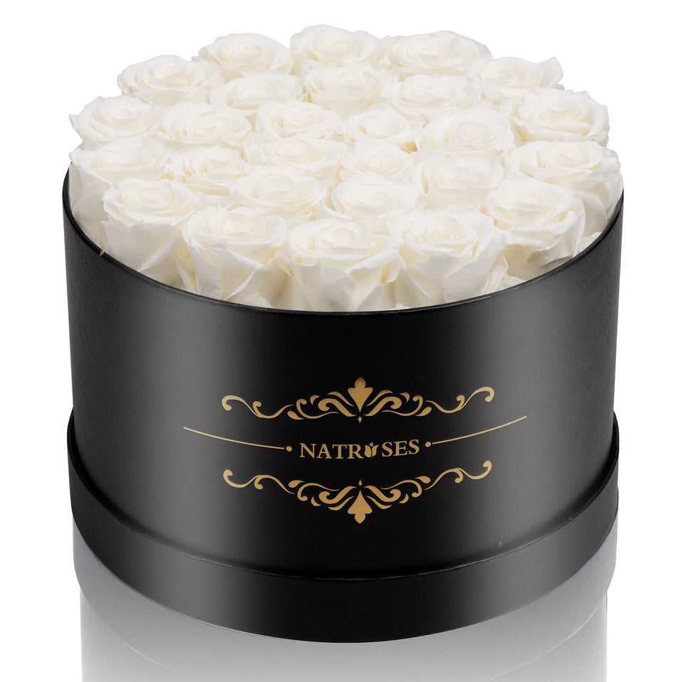 NATROSES 27-piece preserved roses in a box, offering lasting beauty for gifting.