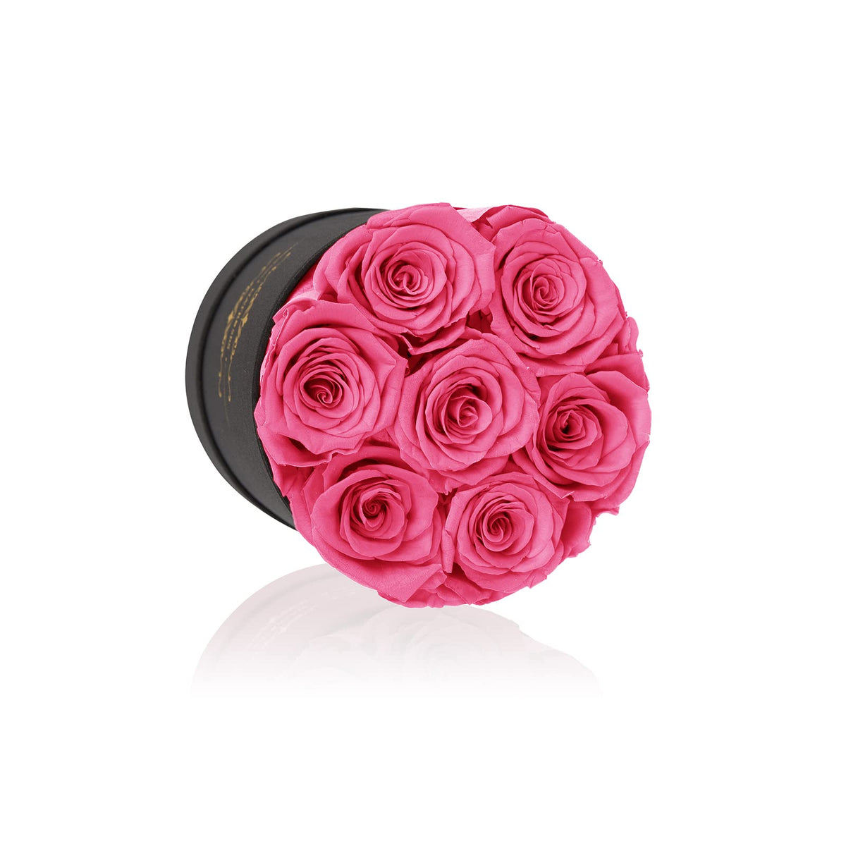 NATROSES preserved rose close-up in pink box, handcrafted beauty.