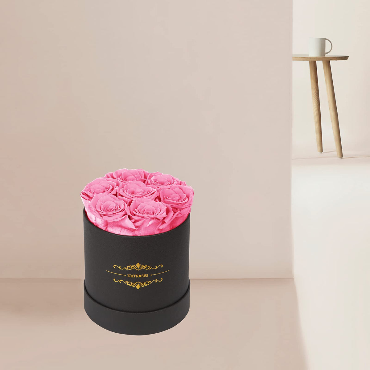 NATROSES packaging with pink hue, a premium keepsake for celebrations.