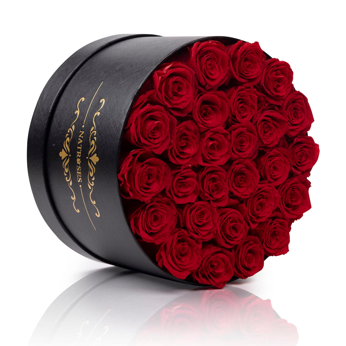 NATROSES preserved-rose-closeup-red captures vivid color and enduring elegance.