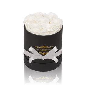 NATROSES seven-piece preserved roses box on display, a lasting romantic gift idea.