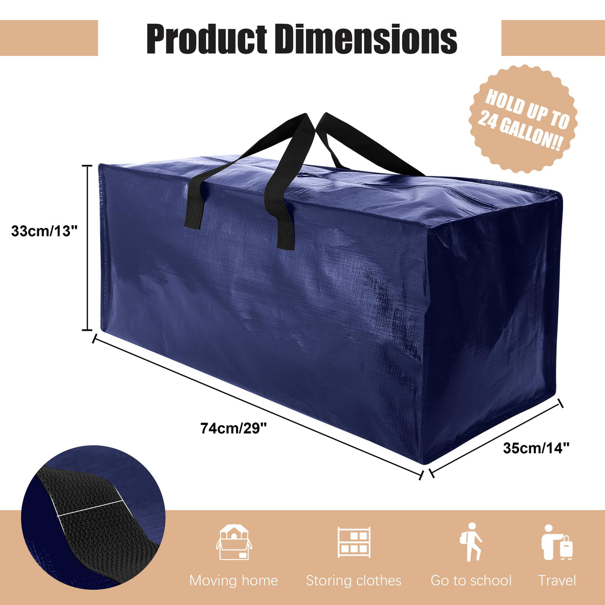 NATURELUX moving bags with backpack straps on the side for carrying convenience.