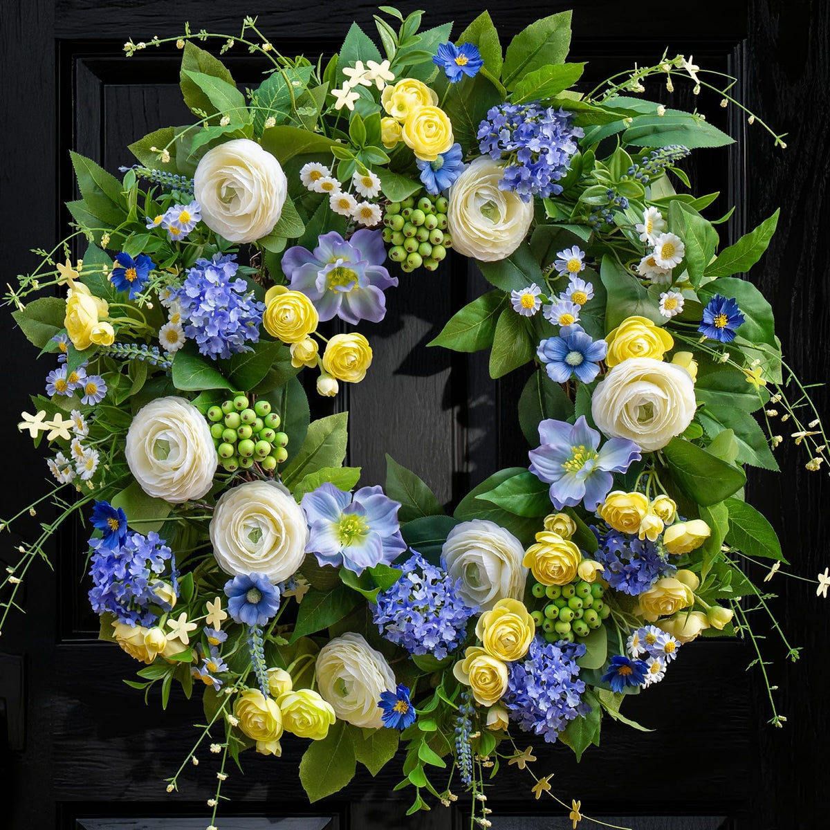 NaturaWre 24 inch spring wreath for front door with vibrant seasonal color.