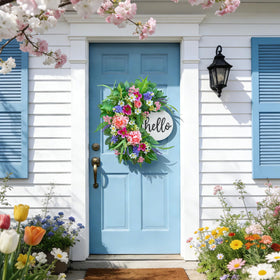 Naturawre dense greenery yields a full, lush wreath perfect for welcoming guests.