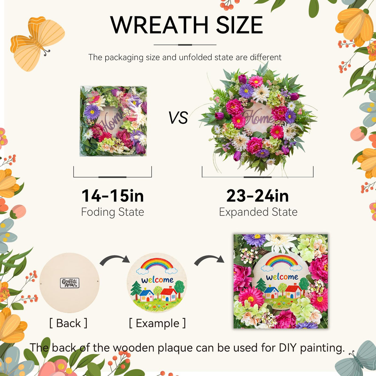 NaturaWre layered floral arrangement creates depth on doors or walls.