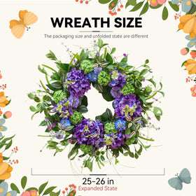NaturaWre front-door wreath suitable for indoor and covered outdoor use.