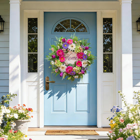 NaturaWre wreath for indoor or covered outdoor spaces for versatile decor.