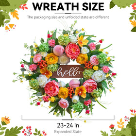 NaturaWre wreath displayed on entryway wall suitable for indoor or covered outdoor use