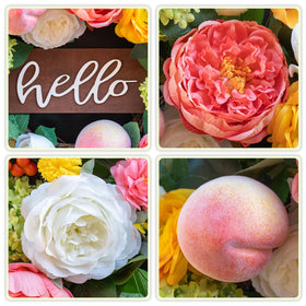 NaturaWre spring wreath Hello wooden sign adds welcoming farmhouse charm