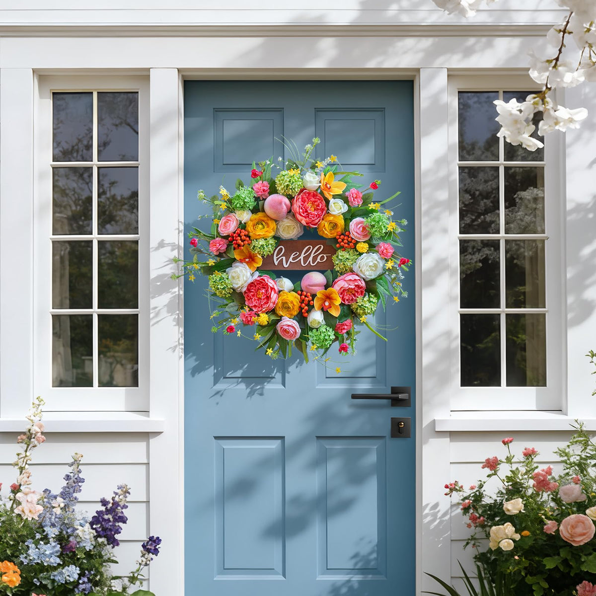 NaturaWre 24-inch wreath perfect for spring-to-summer porch decor
