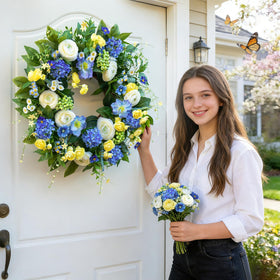 NaturaWre wild daisy accents brighten the arrangement with cheerful charm.