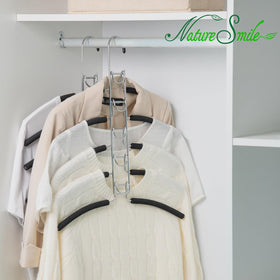 Nature Smile five tier double sided hangers maximize closet storage.