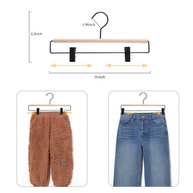 Nature Smile beech wood pants hanger showing smooth surface and grip