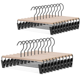 Nature Smile Deluxe Beech Pants Hanger with 2 adjustable clips for secure bottoms