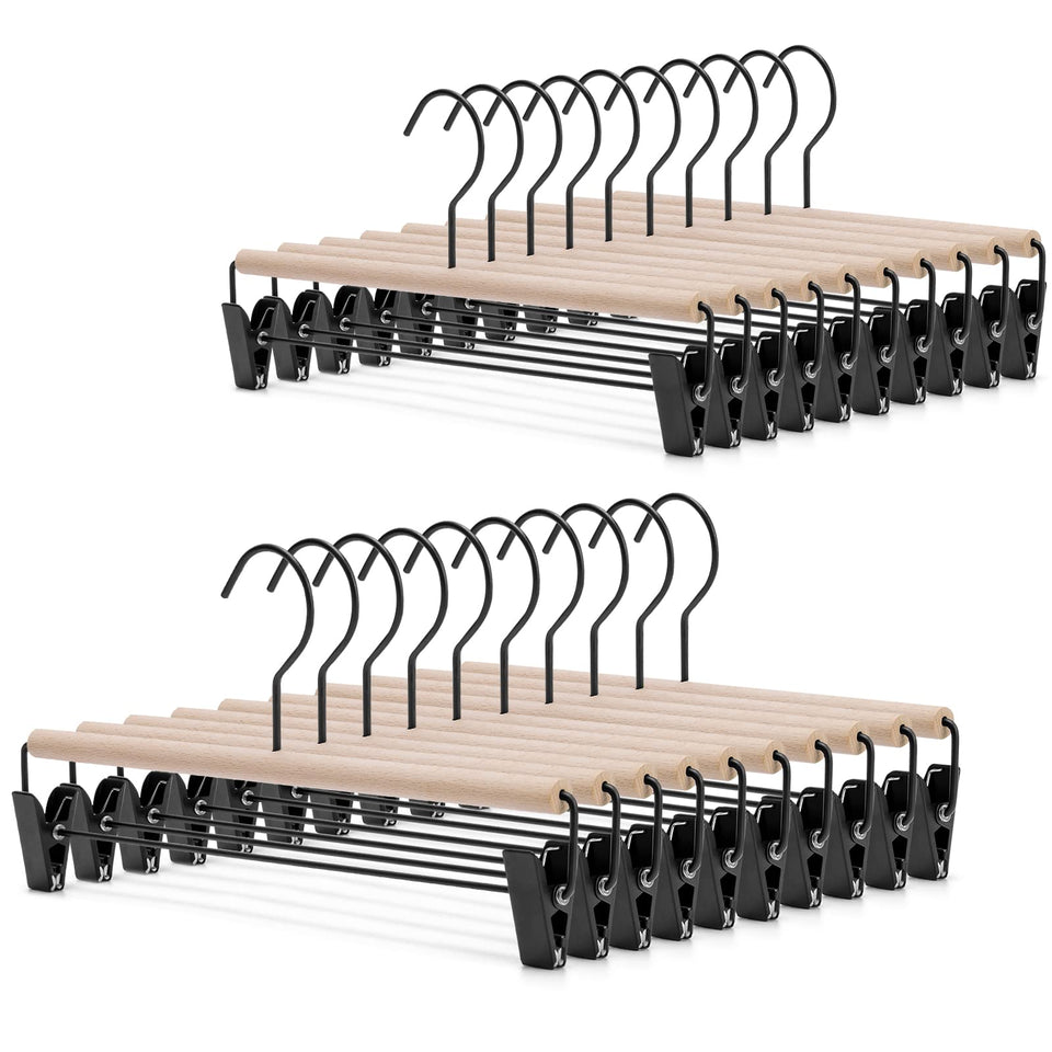 Nature Smile Deluxe Beech Pants Hanger with 2 adjustable clips for secure bottoms