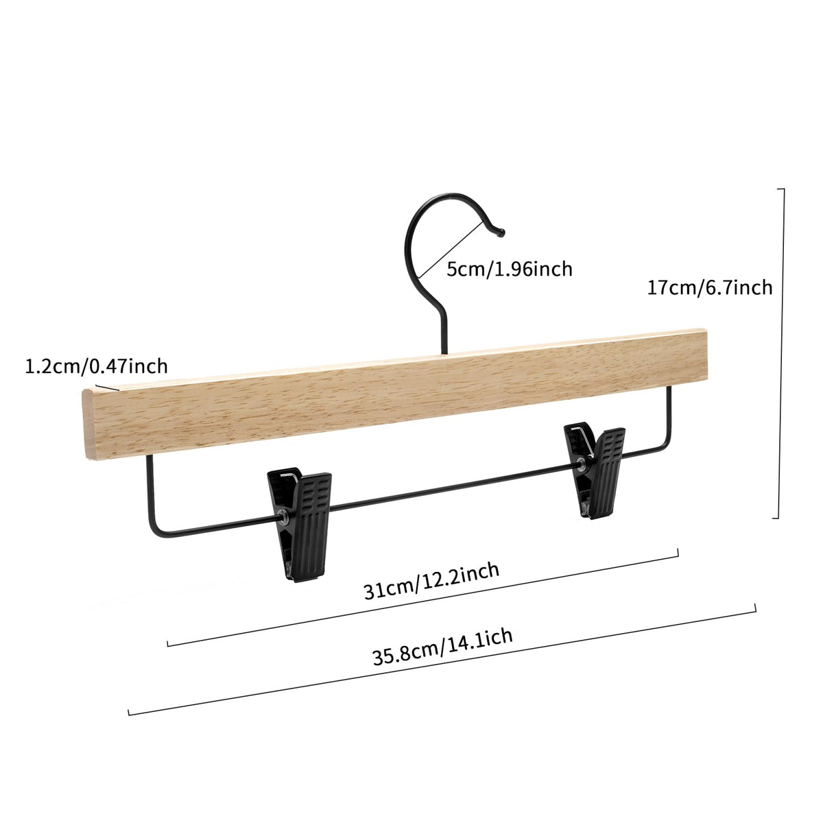 Nature Smile hanger close-up with black adjustable clip gripping fabric securely.
