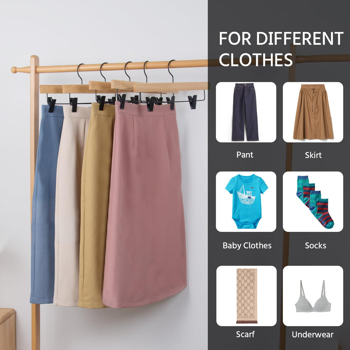 Smooth edges on Nature Smile hangers prevent fabric snagging.