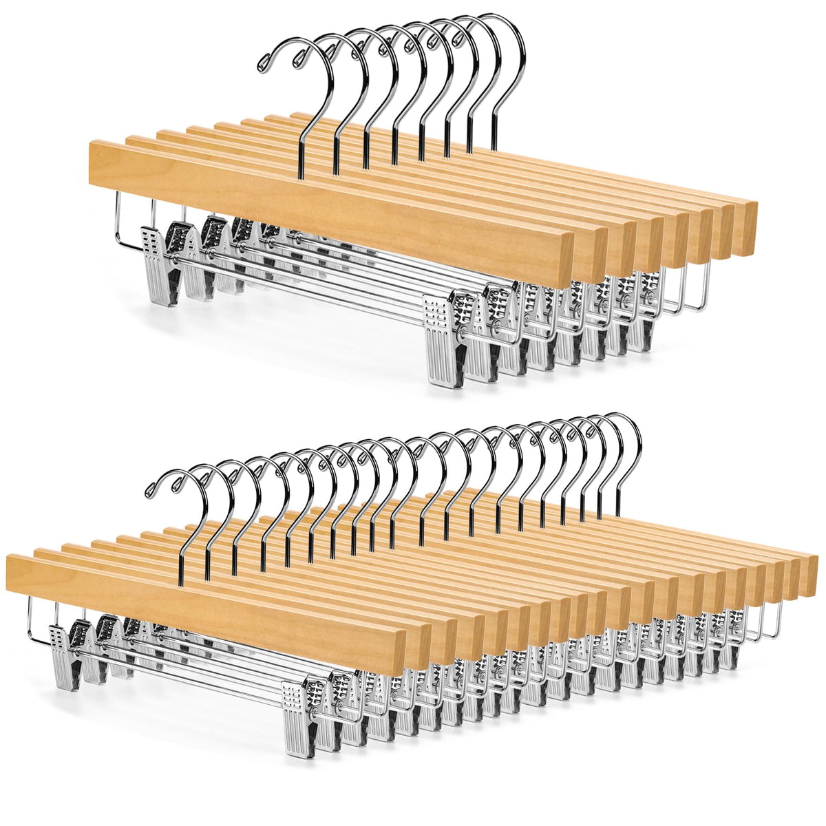 Nature Smile deluxe wooden pants hanger with lotus wood for durable closet organization
