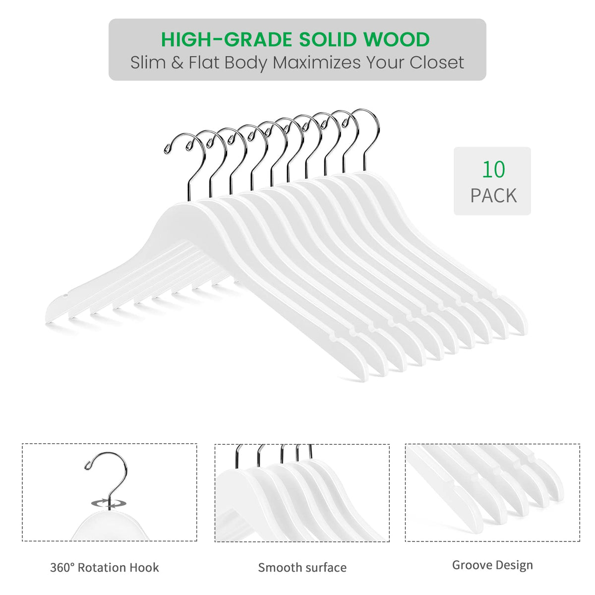 Contoured shoulders on Nature Smile hangers help garments maintain shape and form.