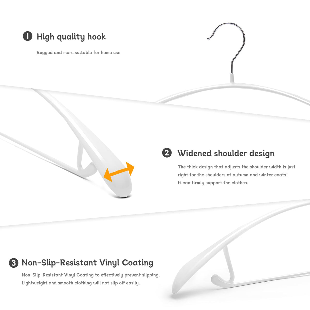 Nature Smile dress and suit hangers with non-slip coating to prevent slips