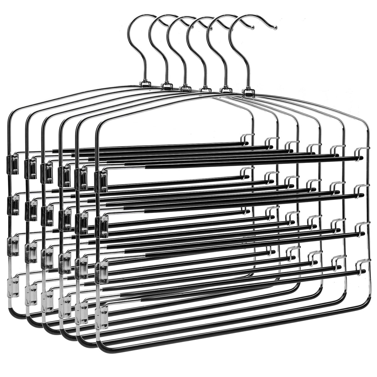 Nature Smile five-tier hanger with non-slip surface keeps garments secure.
