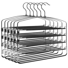 Nature Smile five-tier hanger with non-slip surface keeps garments secure.