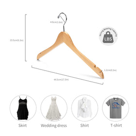 Nature Smile Gugertree wood hanger with notches secures straps for safer storage