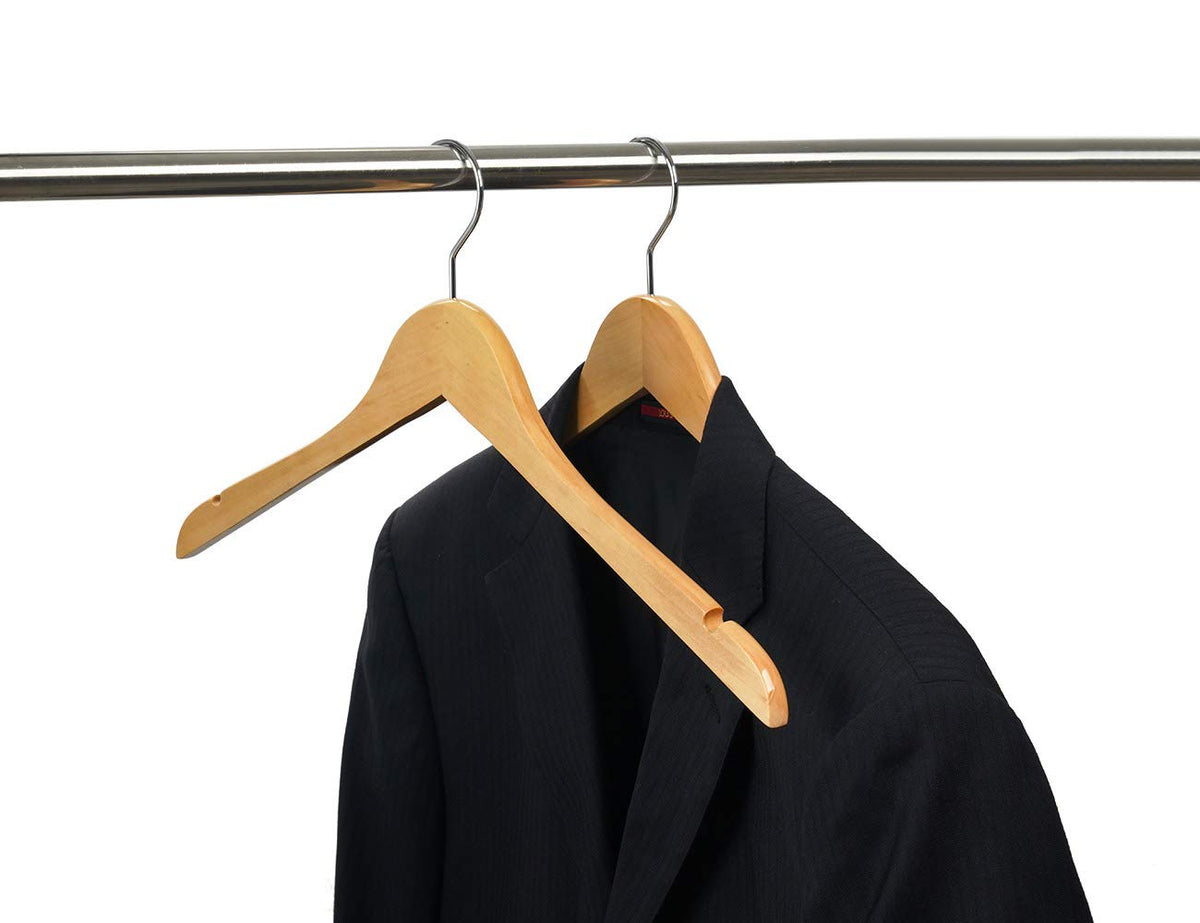 Nature Smile Gugertree wood hanger's two notches secure delicate tops without slipping