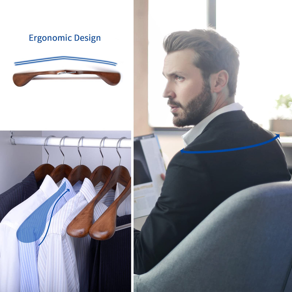 Nature Smile closet-organization-in-use demonstrates a tidy wardrobe with hangers.