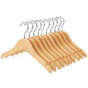 Nature Smile kids wooden hangers pack 10 with natural finish for tidy wardrobes