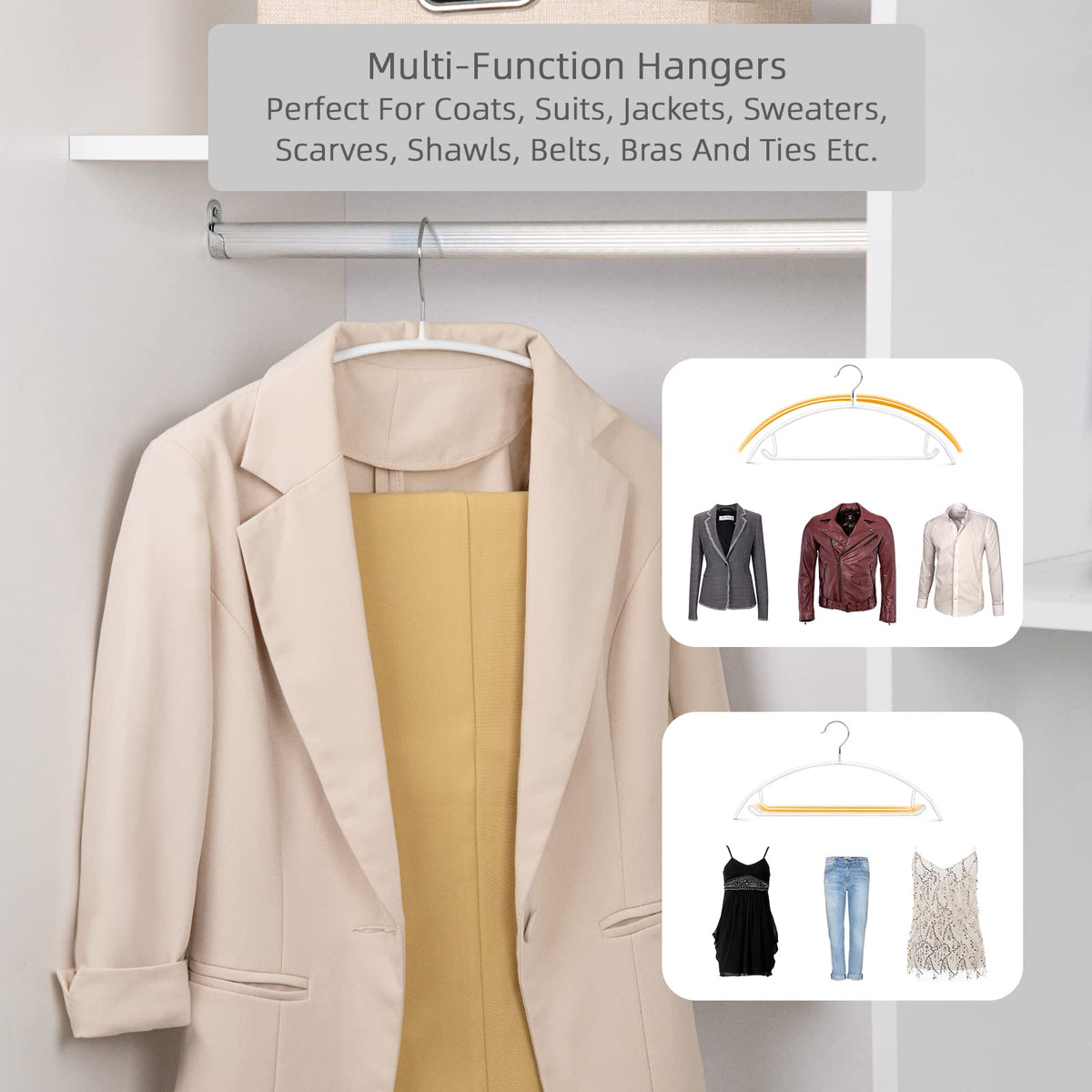 Nature Smile multi-function hangers handle coats, suits, scarves, belts, and more