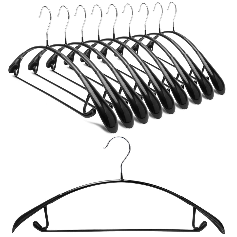 Nature Smile non-slip PVC hanger in black keeps garments secure and neatly stored.