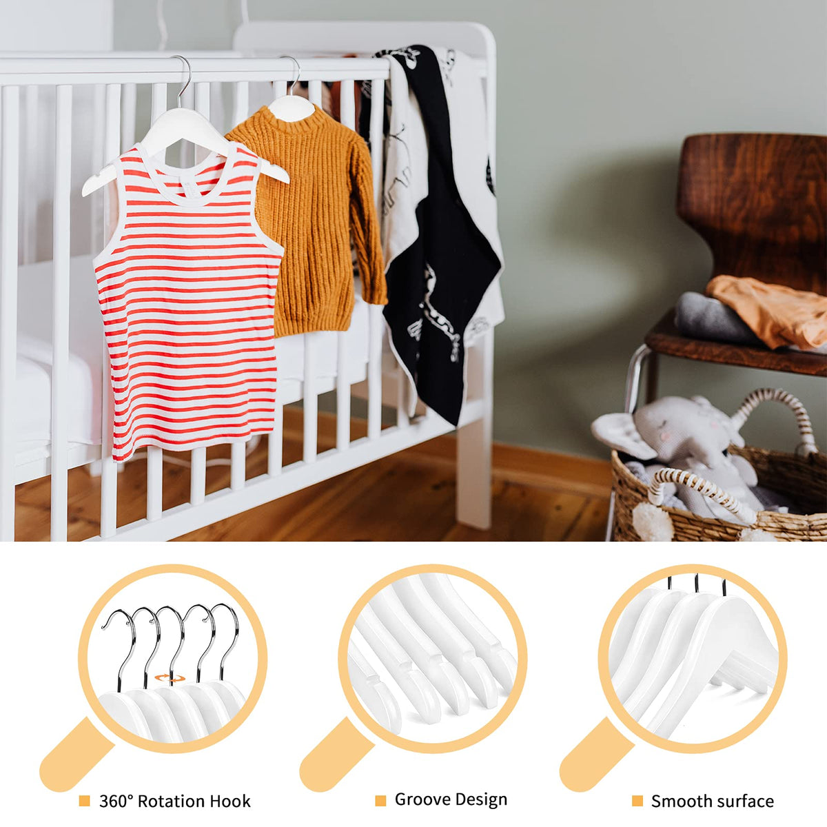 Nature Smile notched hangers secure straps and prevent slips on delicate garments.