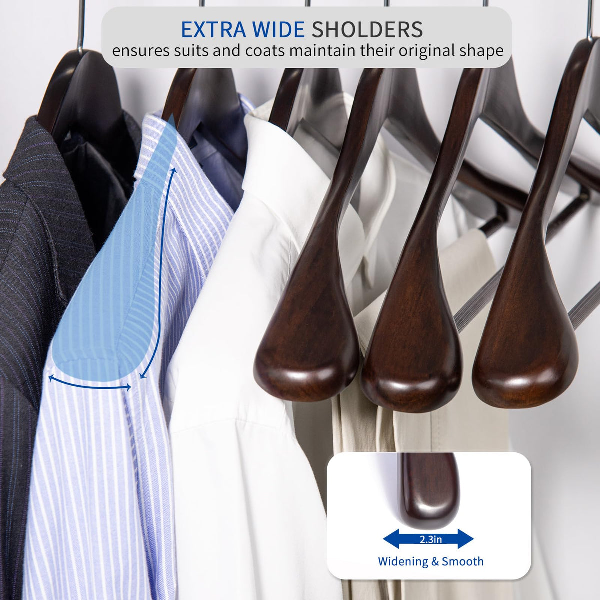 Nature Smile screw-fixed bar ensures sturdy hanger construction for heavier coats and suits